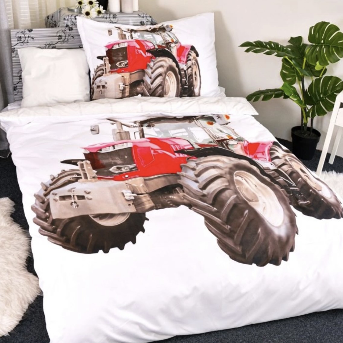 3D povlečení červený traktor 