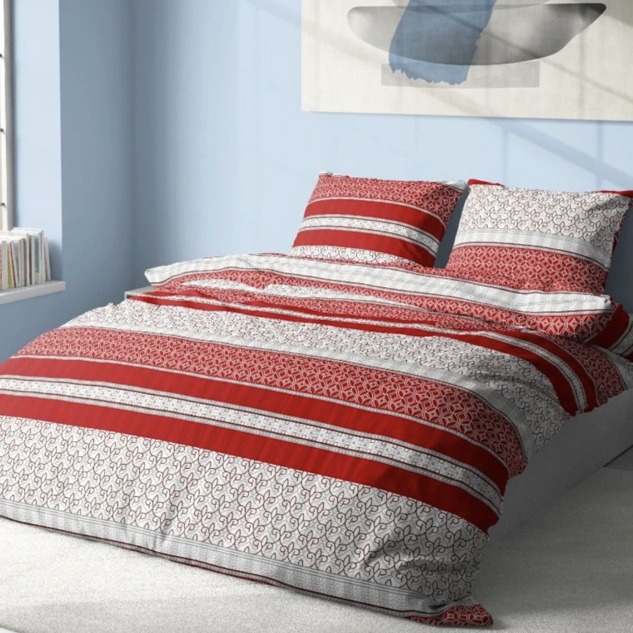 Krepové povlečení De Luxe 140x200/70x90 cm - Collet červená